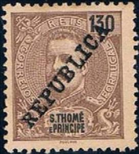 Stamp, King Carlos I overprinted, São Tomé and Príncipe,  