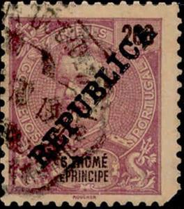 Stamp, King Carlos I overprinted, São Tomé and Príncipe,  