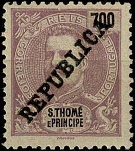 Stamp, King Carlos I overprinted, São Tomé and Príncipe,  
