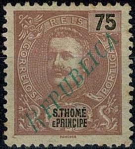 Stamp, King Carlos I overprinted, São Tomé and Príncipe,  