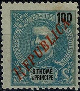 Stamp, King Carlos I overprinted, São Tomé and Príncipe,  