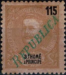 Stamp, King Carlos I overprinted, São Tomé and Príncipe,  