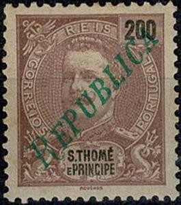 Stamp, King Carlos I overprinted, São Tomé and Príncipe,  