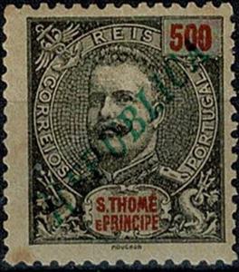 Stamp, King Carlos I overprinted, São Tomé and Príncipe,  