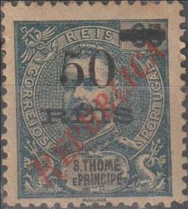 Stamp, King Carlos I overprinted, São Tomé and Príncipe,  