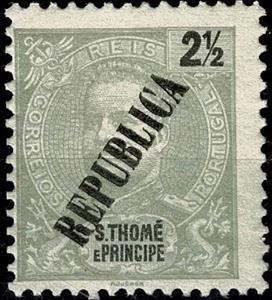 Stamp, King Carlos I, overprinted, São Tomé and Príncipe,  