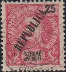 Stamp, King Carlos I, overprinted, São Tomé and Príncipe,  