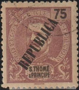 Stamp, King Carlos I, overprinted, São Tomé and Príncipe,  