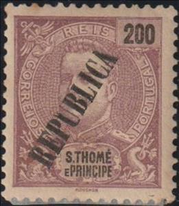 Stamp, King Carlos I, overprinted, São Tomé and Príncipe,  