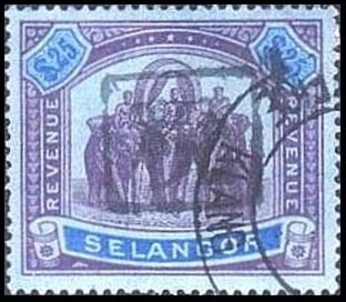 Stamp, Asian Elephant (Elephas maximus) with Howdah, Selangor, Japanese Occupation,  , Animals (Fauna), Elephants, Mammals