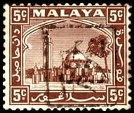 Stamp, Mosque and Palace in Klang, Selangor, Japanese Occupation,  , Mosques, Palaces