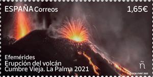 Stamp, Eruption of Cumbra Vieja Volcano, La Palma, 2021, Spain,  , Islands, Volcanos