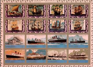 Mini Sheet, Ships, big format, Ajman,  , Sailing Ships, Ships, Transport