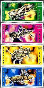 Se-tenant, Migratora locusts, Burkina Faso,  , Animals (Fauna), Insects
