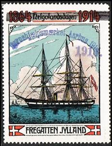 Stamp, 1864 Helgolandsdagen 1914 Fregatten Jylland Boe, Cinderellas,  