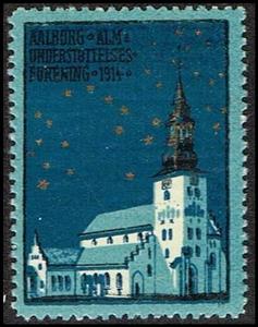 Stamp, Aalborg Alm Understoettelsesforening (1), Cinderellas,  , Charity, Churches - Cathedrals - Basilicas - Chapels