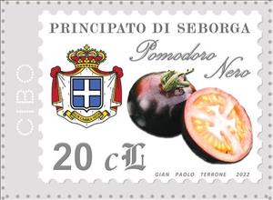Stamp, Black tomato, Cinderellas,  , Coats of Arms, Crowns and Coronets, Food, Fruits, Plants (Flora), Vegetables