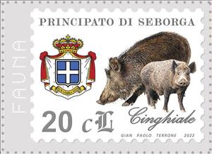 Stamp, Boar, Cinderellas,  , Animals (Fauna), Coats of Arms, Crowns and Coronets, Mammals, Pigs
