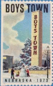 Stamp, Boys Town Nebraska 1973, Cinderellas,  , Charity, Children, Signs