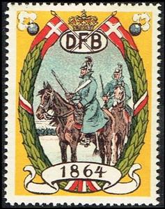 Stamp, Dfb 1864, Cinderellas,  , Army, Equestrianism and horse riding, Flags