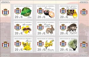 Mini Sheet, Flora, fauna and food S/S, Cinderellas,  , Animals (Fauna), Coats of Arms, Flowers, Food, Insects, Mammals, Plants (Flora), Trees
