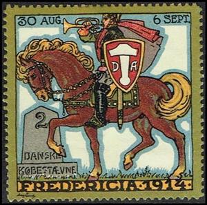 Stamp, Fredericia 2 Danske Koebestaevne 30 Aug 6 Sept 1914, Cinderellas,  , Animals (Fauna), Equestrianism and horse riding, Horses