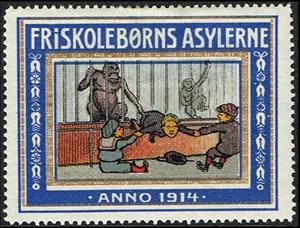 Stamp, Friskoleboerns Asylerne Anno 1914, Cinderellas,  , Apes, Children, Zoos