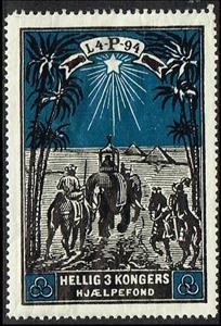 Stamp, Hellig 3 Kongers Hjaelpefond I O O F L4 P 94, Cinderellas,  , Animals (Fauna), Christmas, Elephants, Tourism