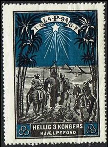 Stamp, Hellig 3 Kongers Hjaelpefond I O O F L4 P 94, Cinderellas,  , Animals (Fauna), Christmas, Elephants, Tourism