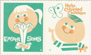 Se-tenant, Help Crippled Children Easter Seals 1962, Cinderellas,  , Charity, Children, Disabled, Easter