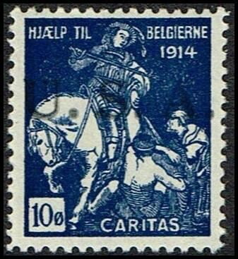 Hjaelp Til Belgierne 1914 Caritas 10 Oere Overprinted