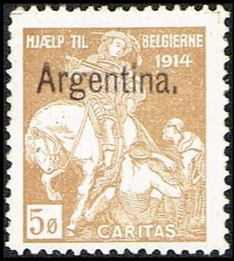 Hjaelp Til Belgierne 1914 Caritas 5 Oere Overprinted