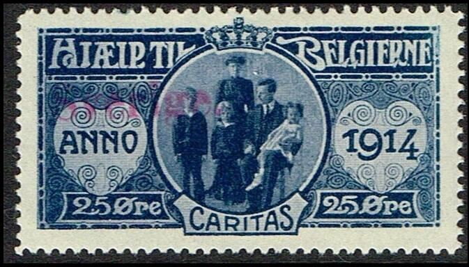 Hjaelp Til Belgierne Anno 1914 Caritas 25 Oere Overprinted