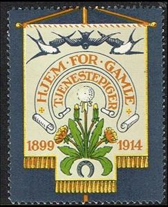 Stamp, Hjem For Gamle Tjenestepiger 1899 1914, Cinderellas,  , Animals (Fauna), Birds, Charity, Flowers, Old Age, Women