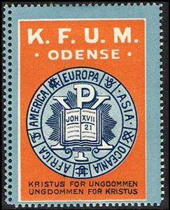 Stamp, Kfum Rudkoebing Africa America Europa Asia Oceania Joh Xvii, Cinderellas,  , Christian, Organizations