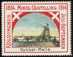Stamp, Koldinghus 1864 Minde Udstilling 1914 Dybboel Moelle, Cinderellas,  , Expositions, Windmills