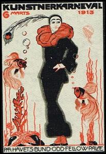 Stamp, Kunstnerkarneval 6 Marts 1913 Odd Fellow Palae, Cinderellas,  , Carnival