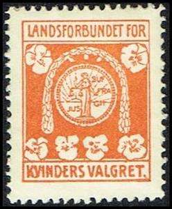 Stamp, Landsforbundet For Kvinders Valgret, Cinderellas,  , Human Rights, Organizations, Women