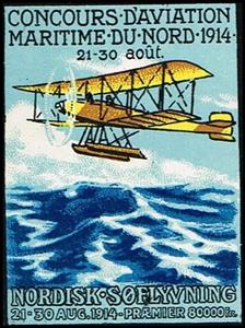 Stamp, Nordisk Soeflyvning Concours Daviation Maritime De Nord 1914, Cinderellas,  , Aircraft, Sea