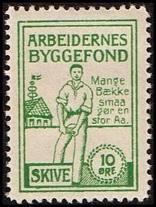 Stamp, Skive Arbeidernes Byggefond 10 Oere Mange Baekke Smaa Goer, Cinderellas,  