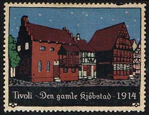 Stamp, Tivoli Den Gamle Koebstad 1914, Cinderellas,  , Houses