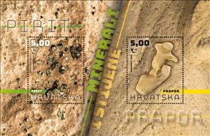 Souvenir Sheet, Rocks and Minerals, Croatia,  , Minerals, Rocks