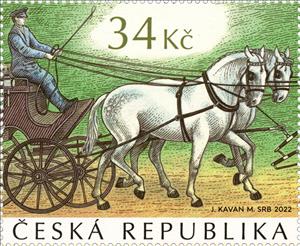 Stamp, Carriage Horse Training, Kladruby nad Labem, Czech Republic,  , Carriages, Equestrianism and horse riding, Horses