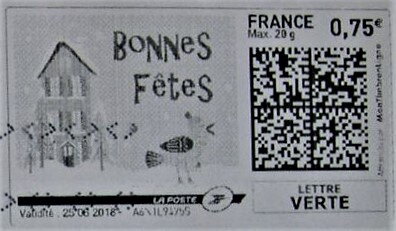 Stamp, Happy Christmas, House, Bonnes Fetes, France,  , Birds, Christmas, Houses