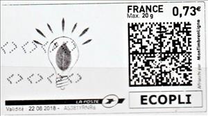 Stamp, Light Bulb 2, France,  , Environment Protection, Lamps and Candles, Leaves