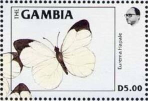 Stamp, Marsh Grass Yellow (Eurema hapale), Gambia,  , Animals (Fauna), Butterflies, Insects
