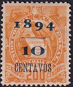 Coat of arms (1871-1968) - overprint 10c on 200c