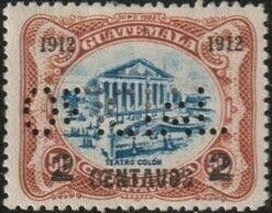 Stamp, Colón Theater, Guatemala City - 2c on 50c, Guatemala,  , Architecture, Buildings, Concert Buildings, Theatre
