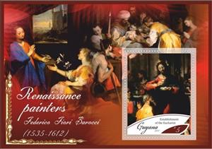 Souvenir Sheet, Art Renaissance painters Federico Fiori Barocci, Guyana,  