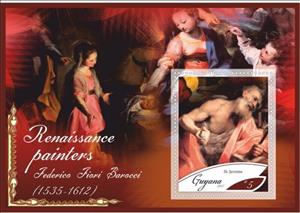 Souvenir Sheet, Art Renaissance painters Federico Fiori Barocci, Guyana,  